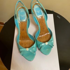 Christian Dior patent blue starlet heel .
